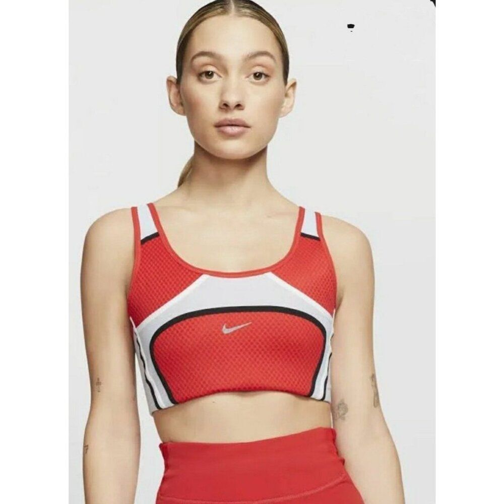 Nike Women's Swoosh Ultra Breath Sports Bra Sm Red Reflective Run Workout